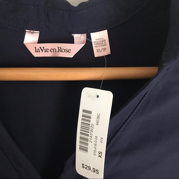 La vie en rose navy button down sleep shirt - Picture 3 of 4